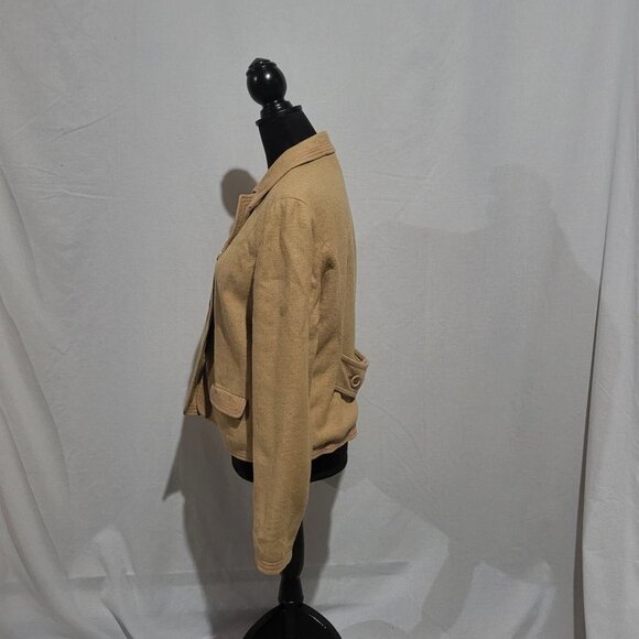 Gap jacket cropped winter fall wool blend coat light brown tan camel neutral - Picture 6 of 16